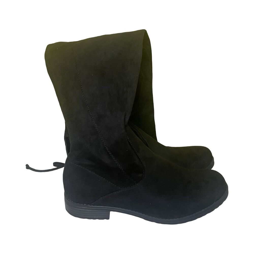 Unisa Women's Black Knee High Boots Side Zip Round Toe Size 8 Casual Streetwear